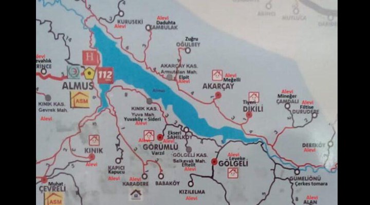 Alevi köylerinin işaretlendiği haritayla ilgili bir doktora soruşturma
