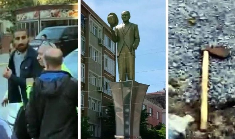 Atatürk Anıtı'na baltalı saldırı