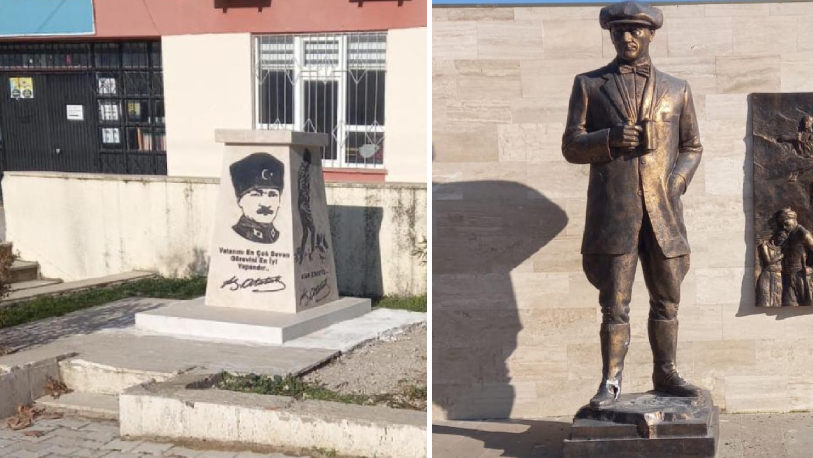 Atatürk büstü ve heykeline çirkin saldırı