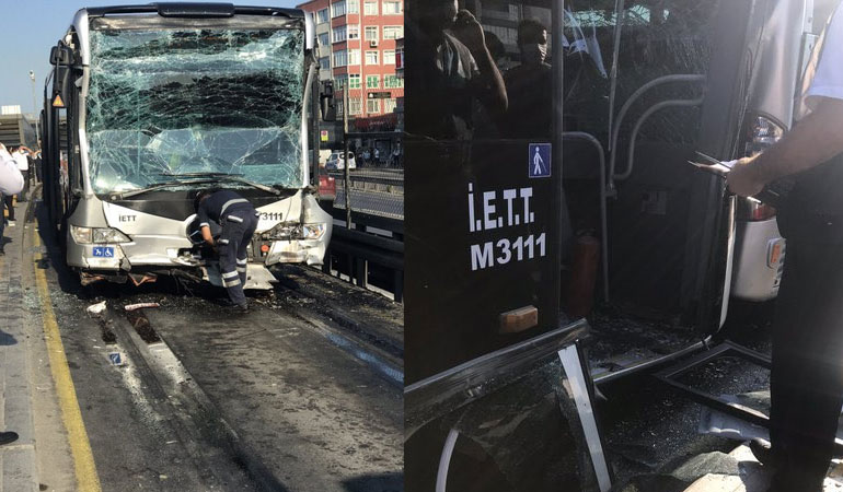 İstanbul'da iki metrobüs çarpıştı: 24 yaralı