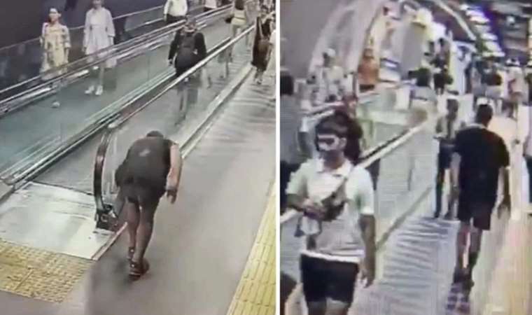 İstanbul'da metro merdivenlerine sabotaj kamerada