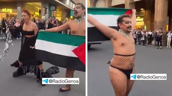 LGBT gösterisinde Filistin'e destek