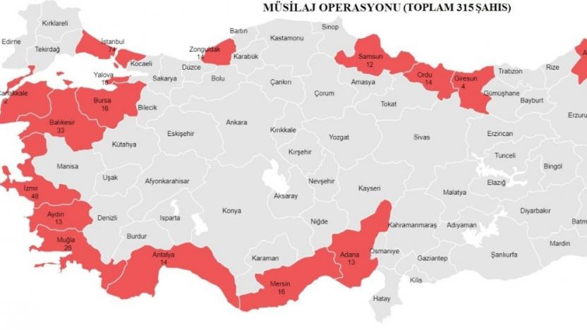 'Müsilaj' operasyonu: 315 gözaltı kararı