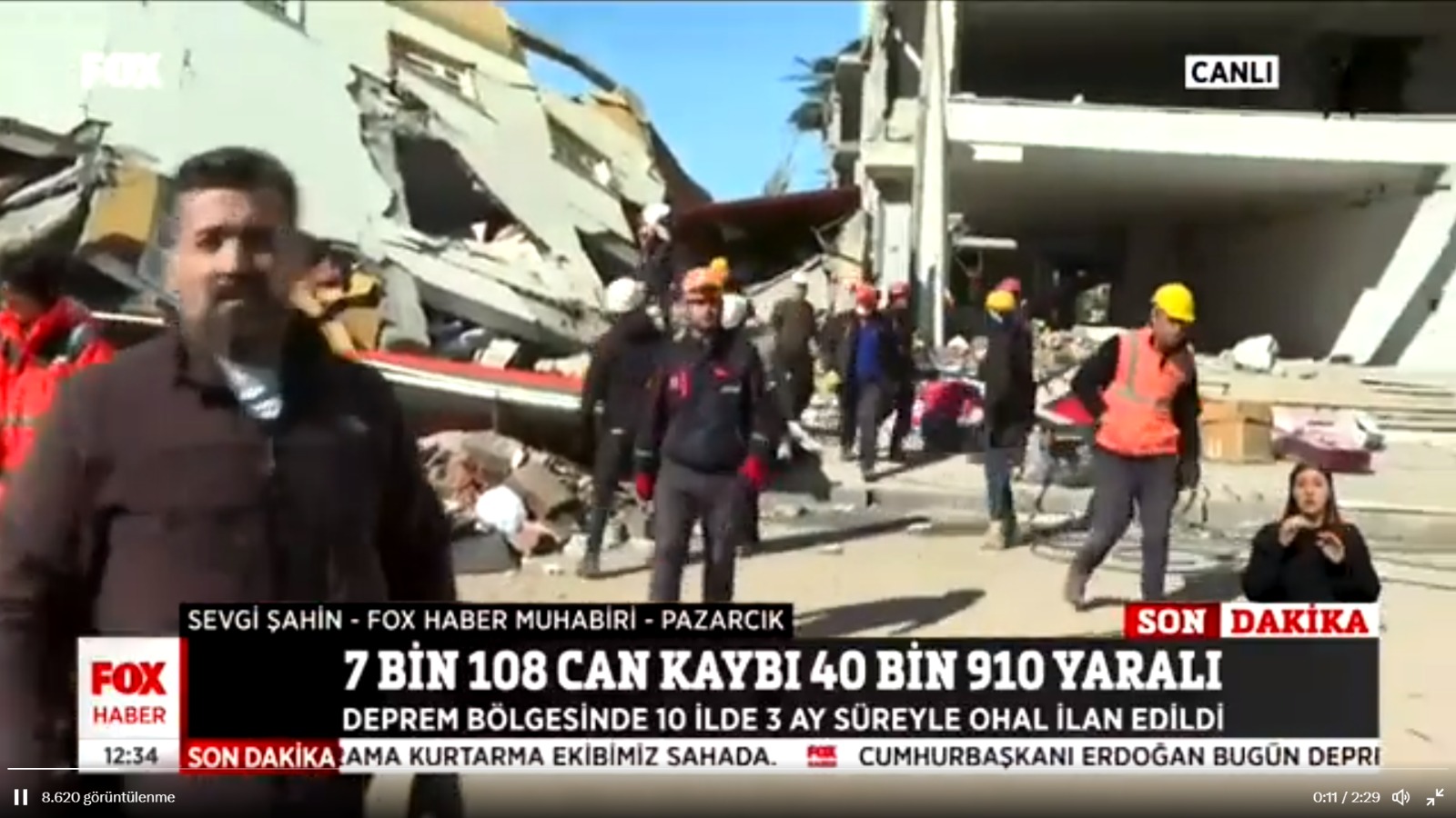 Pazarcık'ta canlı yayın sırasında şiddetli artçı deprem