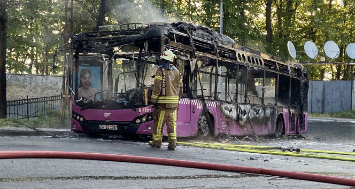 Sarıyer’de İETT otobüsü alev alev yandı